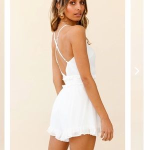 Selfie Leslie Frill Trim Romper White